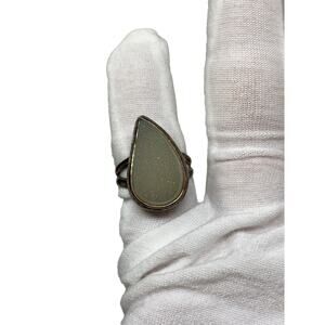 Unbranded Sterling Silver Ring Size 6 Teardrop Shaped Druzy Stone